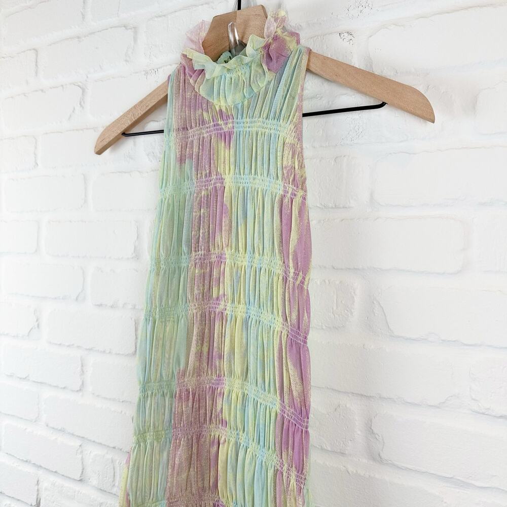 Roberta Einer Rainbow Bodycon Midi Dress Pastel Sheer Medium Large 10 - Picture 5 of 16